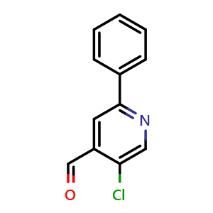 Chemical structure of 5-Chloro-2-phenylisonicotinaldehyde , CAS 1227582-75-3, AChemBlock N27223