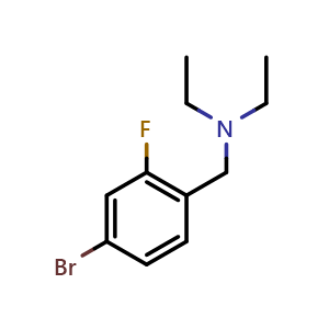 Chemical structure of [(4-Bromo-2-fluorophenyl)methyl]diethylamine , CAS 1249128-16-2, AChemBlock N27227