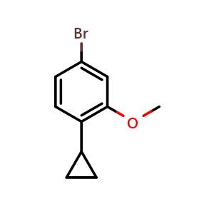Chemical structure of 3-Methoxy-4-cyclopropylbromobenzene , CAS 1353855-16-9, AChemBlock N27229
