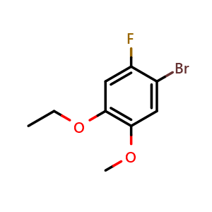 Chemical structure of 1-Bromo-4-ethoxy-2-fluoro-5-methoxybenzene , CAS 1095544-33-4, AChemBlock N27230