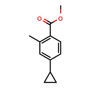 Chemical structure of Methyl 4-cyclopropyl-2-methylbenzoate , CAS 909698-09-5, AChemBlock N27231