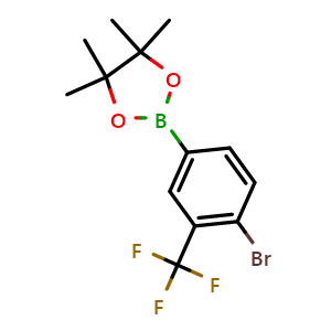 Chemical structure of 2-(4-Bromo-3-(trifluoromethyl)phenyl)-4,4,5,5-tetramethyl-1,3,2-dioxaborolane , CAS 1256944-74-7, AChemBlock N27232