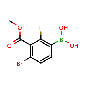 Chemical structure of 4-Bromo-3-ethoxycarbonyl-2-fuorophenylboronic acid , CAS 1451391-94-8, AChemBlock N27238