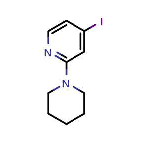 Chemical structure of 4-Iodo-2-(1-piperidinyl)pyridine , CAS 1239969-35-7, AChemBlock N27239