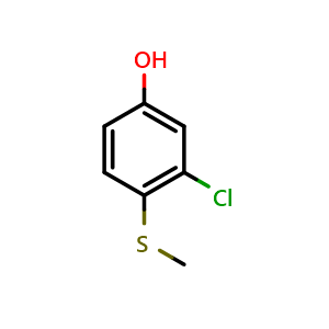 Chemical structure of 3-Chloro-4-(methylthio)phenol , CAS 13560-43-5, AChemBlock N27242