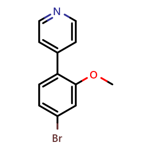 Chemical structure of 4-(4-Bromo-2-methoxyphenyl)-pyridine , CAS 1449008-05-2, AChemBlock N27251