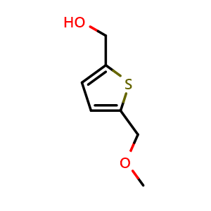Chemical structure of (5-(Methoxymethyl)thiophen-2-yl)methanol , CAS 1211509-18-0, AChemBlock N27256