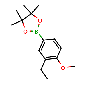 Chemical structure of 3-Ethyl-4-methoxyphenylboronic acid piancol ester , CAS 2121511-72-4, AChemBlock N27259