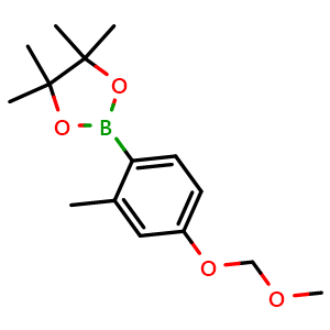Chemical structure of 2-(4-(methoxymethoxy)-2-methylphenyl)-4,4,5,5-tetramethyl-1,3,2-dioxaborolane , CAS 1451392-30-5, AChemBlock N27264