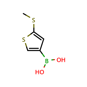 Chemical structure of 2-(Methylthio)thiophene-4-boronic acid , CAS 1451392-40-7, AChemBlock N27268