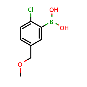 Chemical structure of 2-Chloro-5-methoxymethylphenylboronic acid , CAS 1451392-23-6, AChemBlock N27281