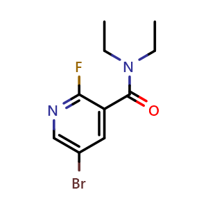 Chemical structure of 5-Bromo-N,N-diethyl-2-fluoronicotinamide , CAS 1010836-38-0, AChemBlock N27296