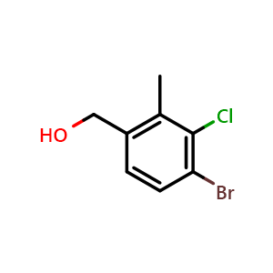 Chemical structure of (4-Bromo-3-chloro-2-methylphenyl)methanol , CAS 1809168-73-7, AChemBlock N27310
