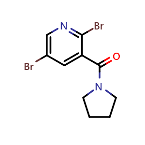 Chemical structure of 2,5-Dibromo-3-(pyrrolidinocarbonyl)pyridine , CAS 1394291-35-0, AChemBlock N27318