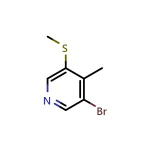 Chemical structure of 3-Bromo-4-methyl-5-(methylthio)pyridine , CAS 2056110-60-0, AChemBlock N27326