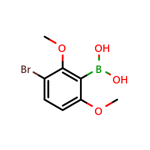 Chemical structure of 3-Bromo-2,6-dimethoxyphenylboronic acid , CAS 2121515-00-0, AChemBlock N27331
