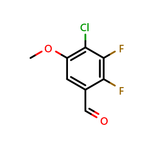 Chemical structure of 4-Chloro-2,3-difluoro-5-methoxybenzaldehyde , CAS 1879026-06-8, AChemBlock N27374