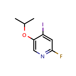 Chemical structure of 2-Fluoro--4-iodo-5-isopropoxypyridine , CAS 2056110-52-0, AChemBlock N27381