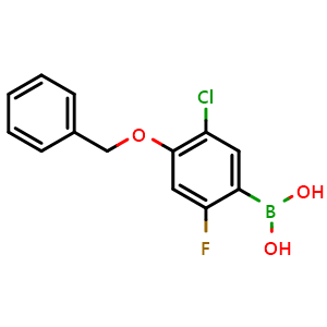 Chemical structure of 4-Benzyloxy-5-chloro-2-fluorophenylboronic acid , CAS 2121512-45-4, AChemBlock N27384