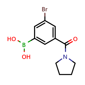 Chemical structure of 5-Bromo-3-(pyrrolidine-1-carbonyl)phenylboronic acid , CAS 2121514-36-9, AChemBlock N27397