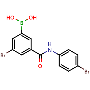 Chemical structure of 5-Bromo-3-(4-bromophenylcarbamoyl)phenylboronic acid , CAS 2121515-19-1, AChemBlock N27407