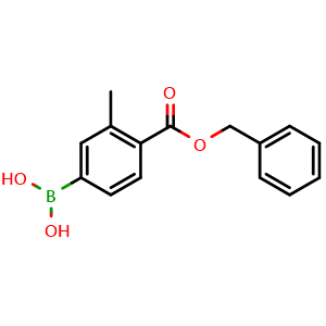 Chemical structure of 4-(Benzyloxycarbonyl)-3-methylphenylboronic acid , CAS 2121514-45-0, AChemBlock N27413