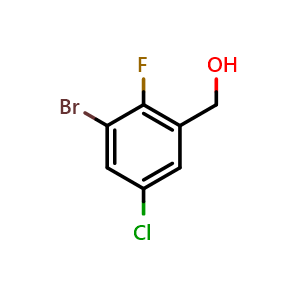 Chemical structure of 3-Bromo-5-chloro-2-fluorobenzyl alcohol , CAS 1809161-65-6, AChemBlock N27421
