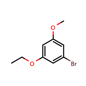 Chemical structure of 1-Bromo-3-ethoxy-5-methoxybenzene , CAS 1235566-05-8, AChemBlock N27432