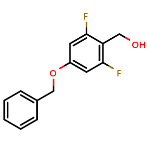 Chemical structure of 2,6-Difluoro-4-(phenylmethoxy)-benzenemethanol , CAS 1393469-62-9, AChemBlock N27438
