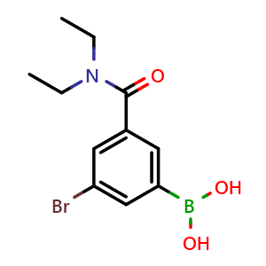Chemical structure of 5-Bromo-3-(N,N-diethylaminocarbonyl)phenylboronic acid , CAS 2121514-35-8, AChemBlock N27443