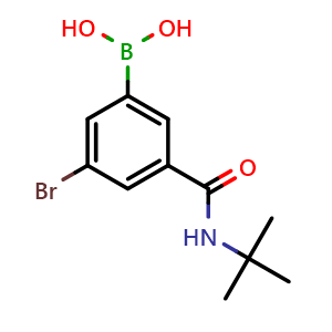 Chemical structure of 5-Bromo-3-(tert-butylaminocarbonyl)phenylboronic acid , CAS 2121512-70-5, AChemBlock N27444