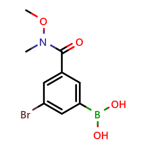 Chemical structure of 5-Bromo-3-(N,O-dimethylhydroxylaminocarbonyl)phenylboronic acid , CAS 2121514-03-0, AChemBlock N27449
