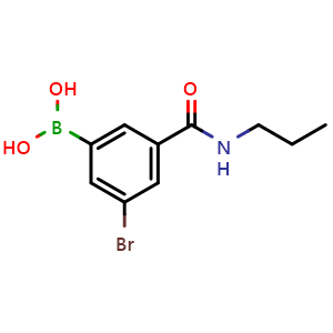 Chemical structure of 5-Bromo-3-(N-propylaminocarbonyl)phenylboronic acid , CAS 2121512-78-3, AChemBlock N27450