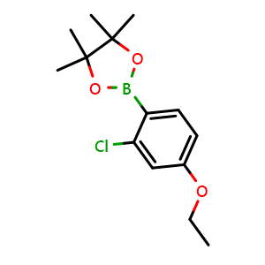 Chemical structure of 2-(2-chloro-4-ethoxyphenyl)-4,4,5,5-tetramethyl-1,3,2-dioxaborolane , CAS 2121513-55-9, AChemBlock N27463