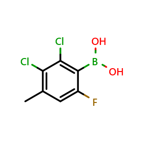 Chemical structure of 2,3-Dichloro-6-fluoro-4-methylphenylboronic acid , CAS 2121512-91-0, AChemBlock N27464