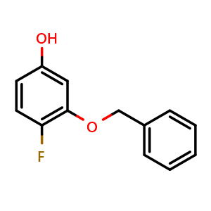 Chemical structure of 3-Benzyloxy-4-fluorophenol , CAS 1256550-88-5, AChemBlock N27474