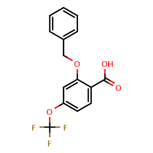 Chemical structure of 2-Benzyloxy-4-(trifluoromethoxy)benzoic acid , CAS 1809168-64-6, AChemBlock N27478