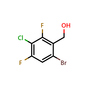 Chemical structure of 6-Bromo-3-chloro-2,4-difluorobenzyl alcohol , CAS 2121512-37-4, AChemBlock N27487