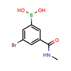 Chemical structure of 5-Bromo-3-(N-methylaminocarbonyl)phenylboronic acid , CAS 2121515-18-0, AChemBlock N27490