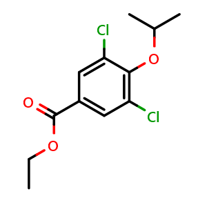 Chemical structure of Ethyl 3,5-dichloro-4-propan-2-yloxybenzoate , CAS 40689-36-9, AChemBlock N27495