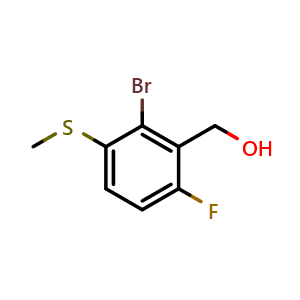 Chemical structure of (2-Bromo-6-fluoro-3-methylsulfanylphenyl)methanol , CAS 1879026-12-6, AChemBlock N27507