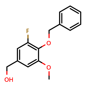 Chemical structure of 4-Benzyloxy-5-fluoro-3-methoxybenzyl alcohol , CAS 2056110-49-5, AChemBlock N27516