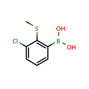 Chemical structure of 3-Chloro-2-(methylsulfanyl)phenylboronic acid , CAS 2121513-12-8, AChemBlock N27541