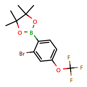 Chemical structure of 2-(2-bromo-4-(trifluoromethoxy)phenyl)-4,4,5,5-tetramethyl-1,3,2-dioxaborolane , CAS 2121514-01-8, AChemBlock N27544