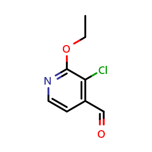 Chemical structure of 3-Chloro-2-ethoxy-4-formylpyridine , CAS 2056110-58-6, AChemBlock N27564
