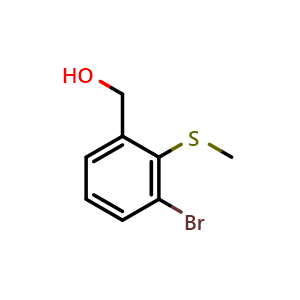Chemical structure of [3-Bromo-2-(methylsulfanyl)phenyl]methanol , CAS 2008218-26-4, AChemBlock N27624