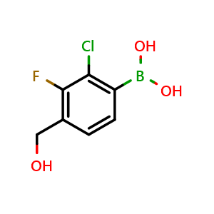 Chemical structure of 2-Chloro-3-fluoro-4-(hydroxymethyl)phenylboronic acid , CAS 2121512-25-0, AChemBlock N27647