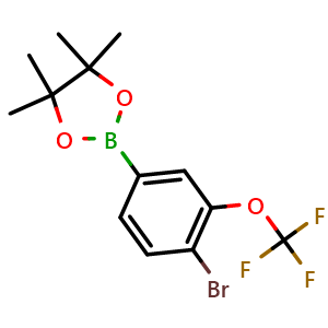 Chemical structure of 2-(4-bromo-3-(trifluoromethoxy)phenyl)-4,4,5,5-tetramethyl-1,3,2-dioxaborolane , CAS 2121511-78-0, AChemBlock N27649