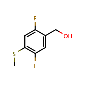 Chemical structure of (2,5-Difluoro-4-methylsulfanylphenyl)methanol , CAS 1879026-10-4, AChemBlock N27695