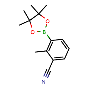 Chemical structure of 2-methyl-3-(4,4,5,5-tetramethyl-1,3,2-dioxaborolan-2-yl)benzonitrile , CAS 1231892-37-7, AChemBlock N27706